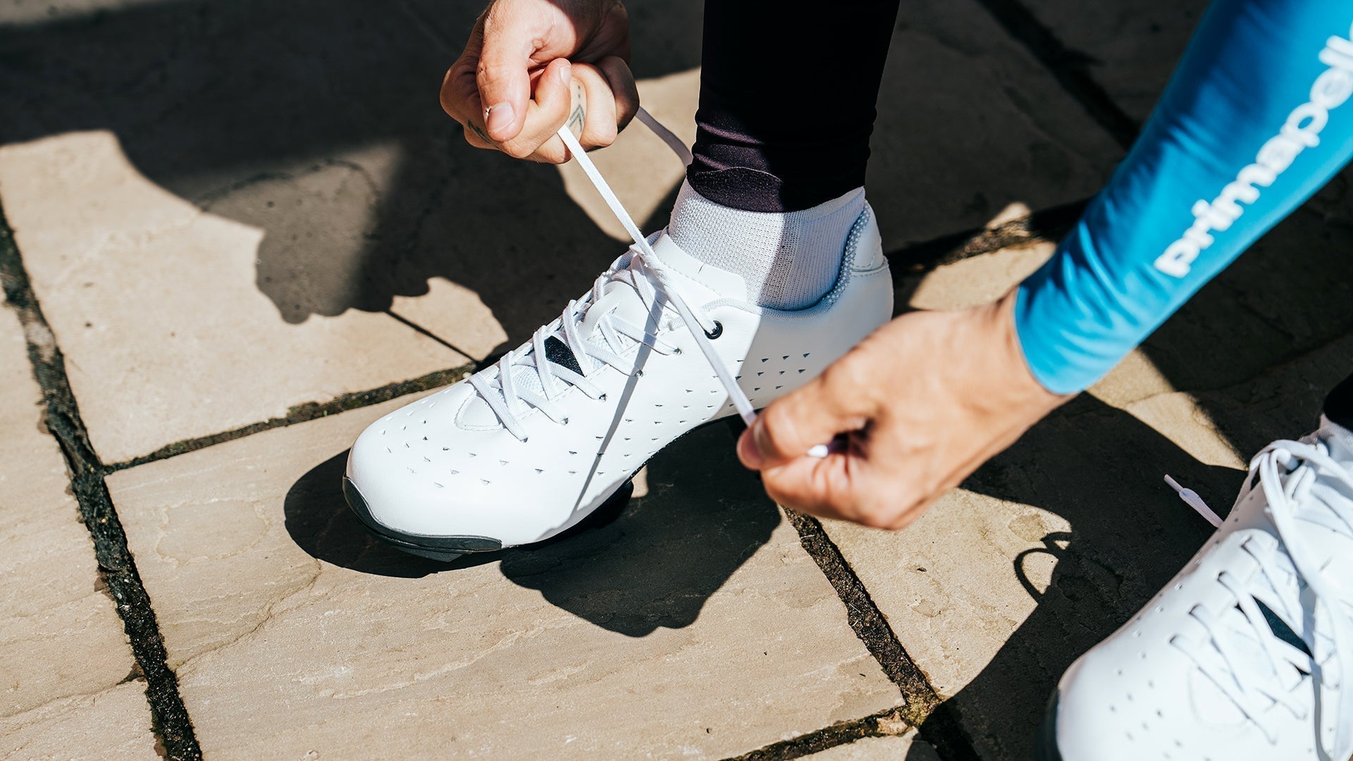 CX21C Cycling Shoes Being Tied